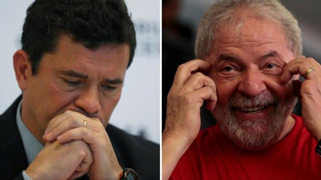 El ministro Sergio Moro y el expresidente Lula da Silva.