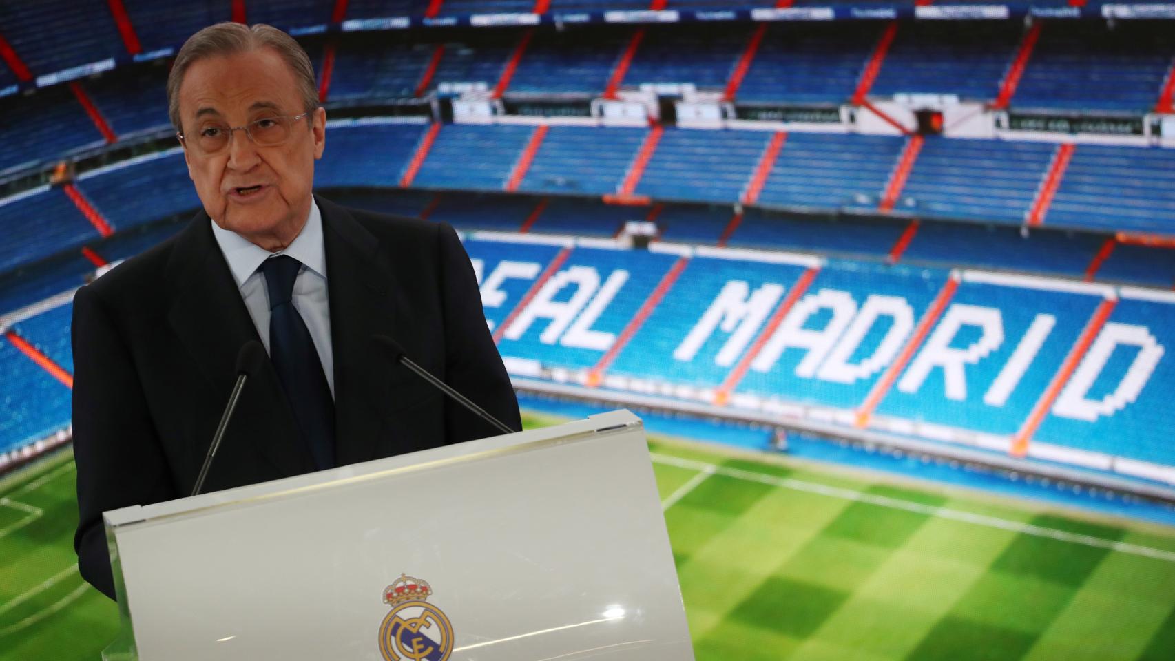 Florentino Pérez durante la presentación de Hazard