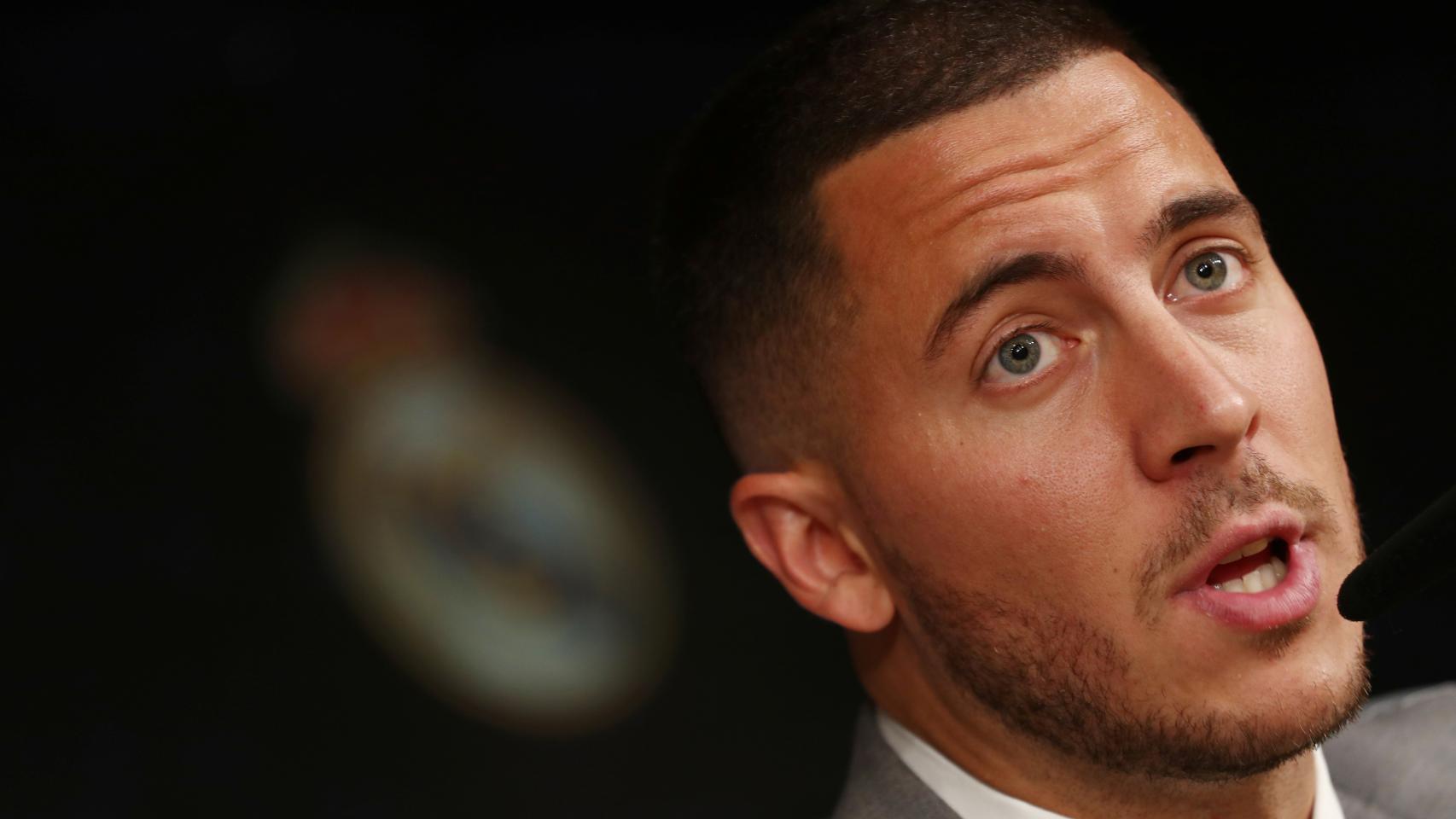 Eden Hazard en su primera rueda de prensa con el Real Madrid