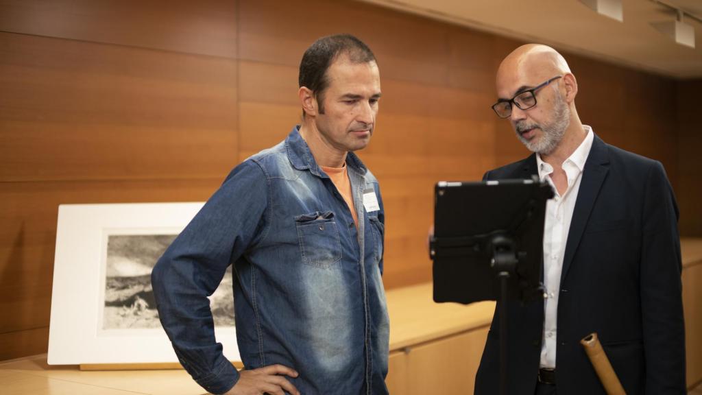 Horacio Curti, junto al compositor Ramon Humet en el Museo del Prado.