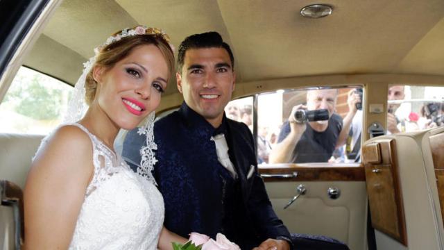 Noelia López y José Antonio Reyes el día de su boda en la localidad sevillana de Utrera.