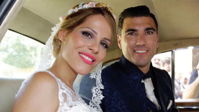 Noelia López y José Antonio Reyes el día de su boda en la localidad sevillana de Utrera.