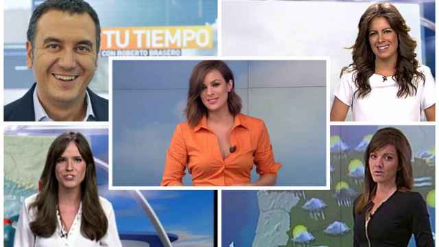 Cinco de los presentadores del tiempo de Antena 3 y Telecinco en montaje JALEOS.