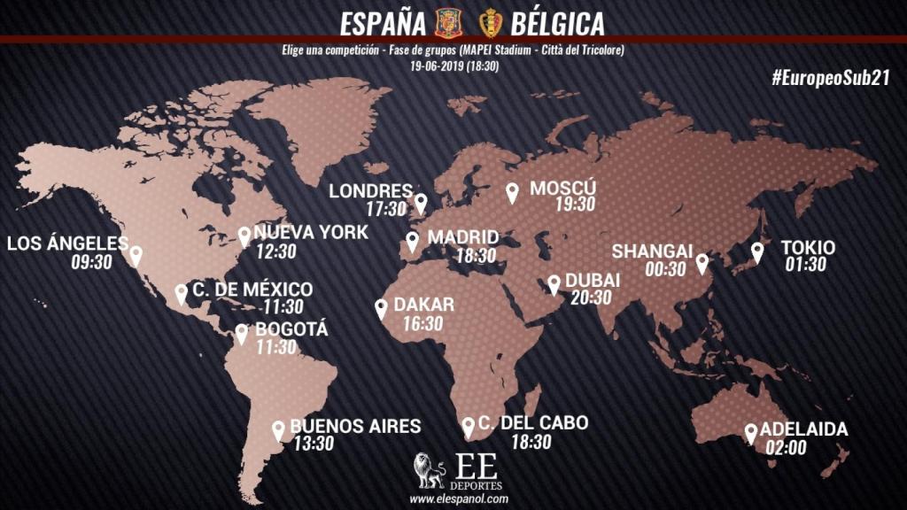 Horario internacional del España - Bélgica