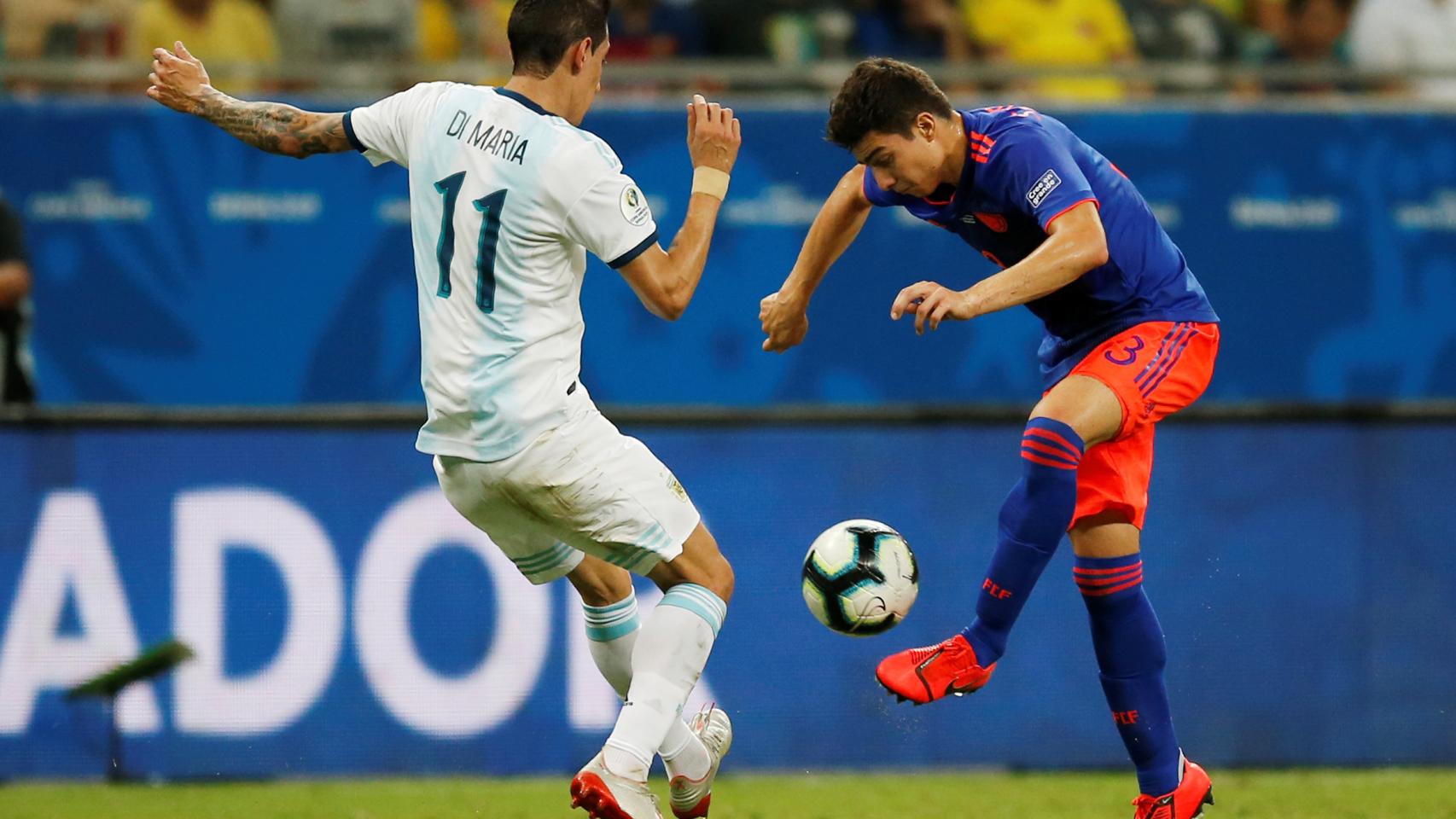 Di María durante el partido contra Colombia