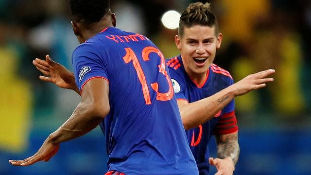 James Rodríguez celebra con Colombia