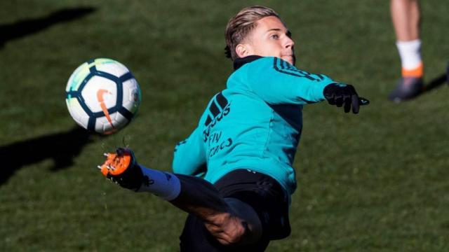 Marcos Llorente entrenando con el Real Madrid