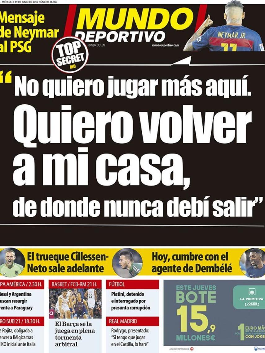 La portada del diario Mundo Deportivo (19/06/2019)