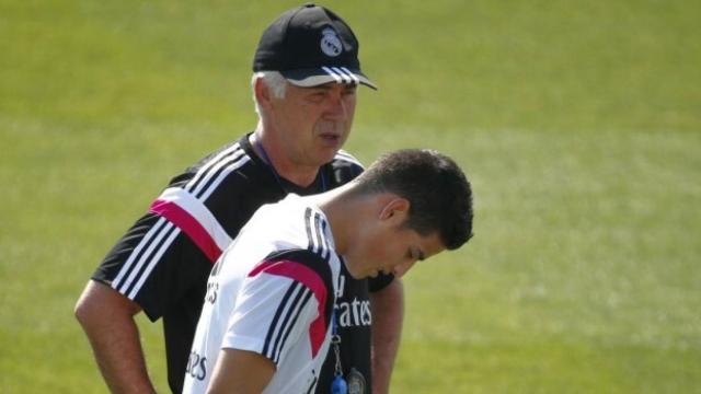 James y Ancelotti en el Real Madrid