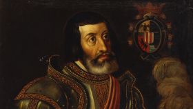 Copia del retrato original de Hernán Cortés pintado por José Salomé Pina.
