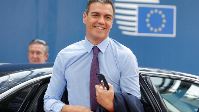 Pedro Sánchez, este jueves al llegar a la cumbre europea en Bruselas.