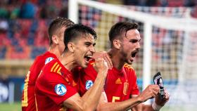 Fabián Ruiz celebra su gol con la selección española sub21 ante Polonia en el Europeo