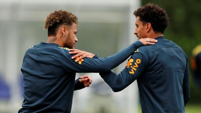 Neymar y Marquinhos con Brasil