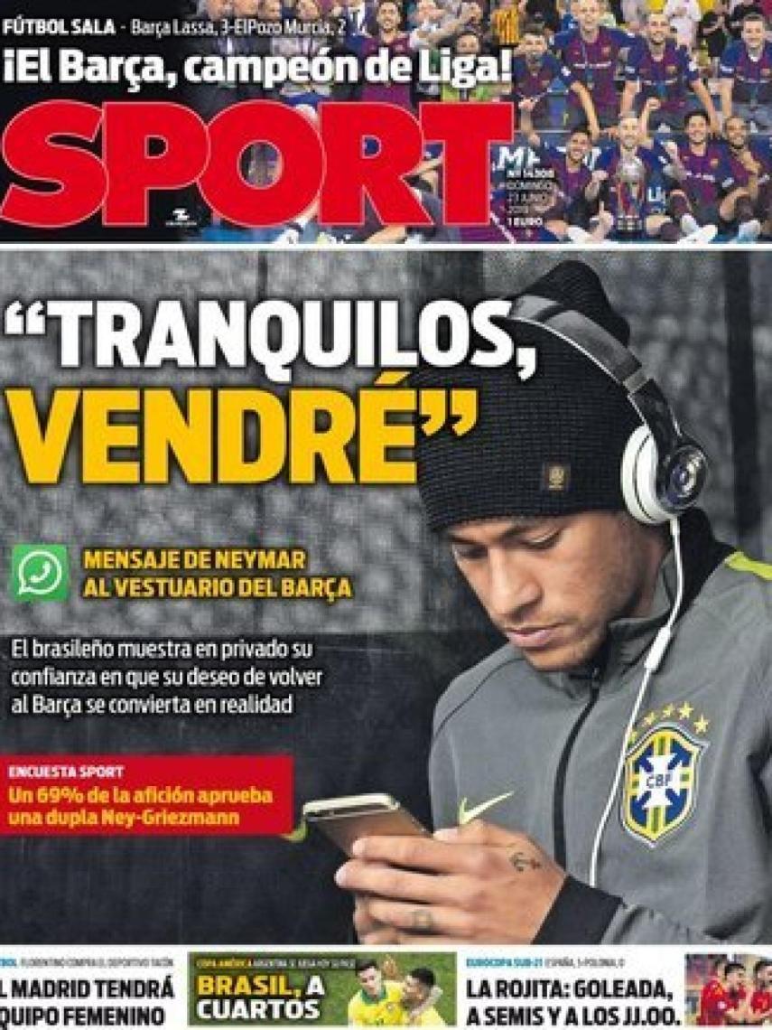 La portada del diario Sport (23/06/2019)