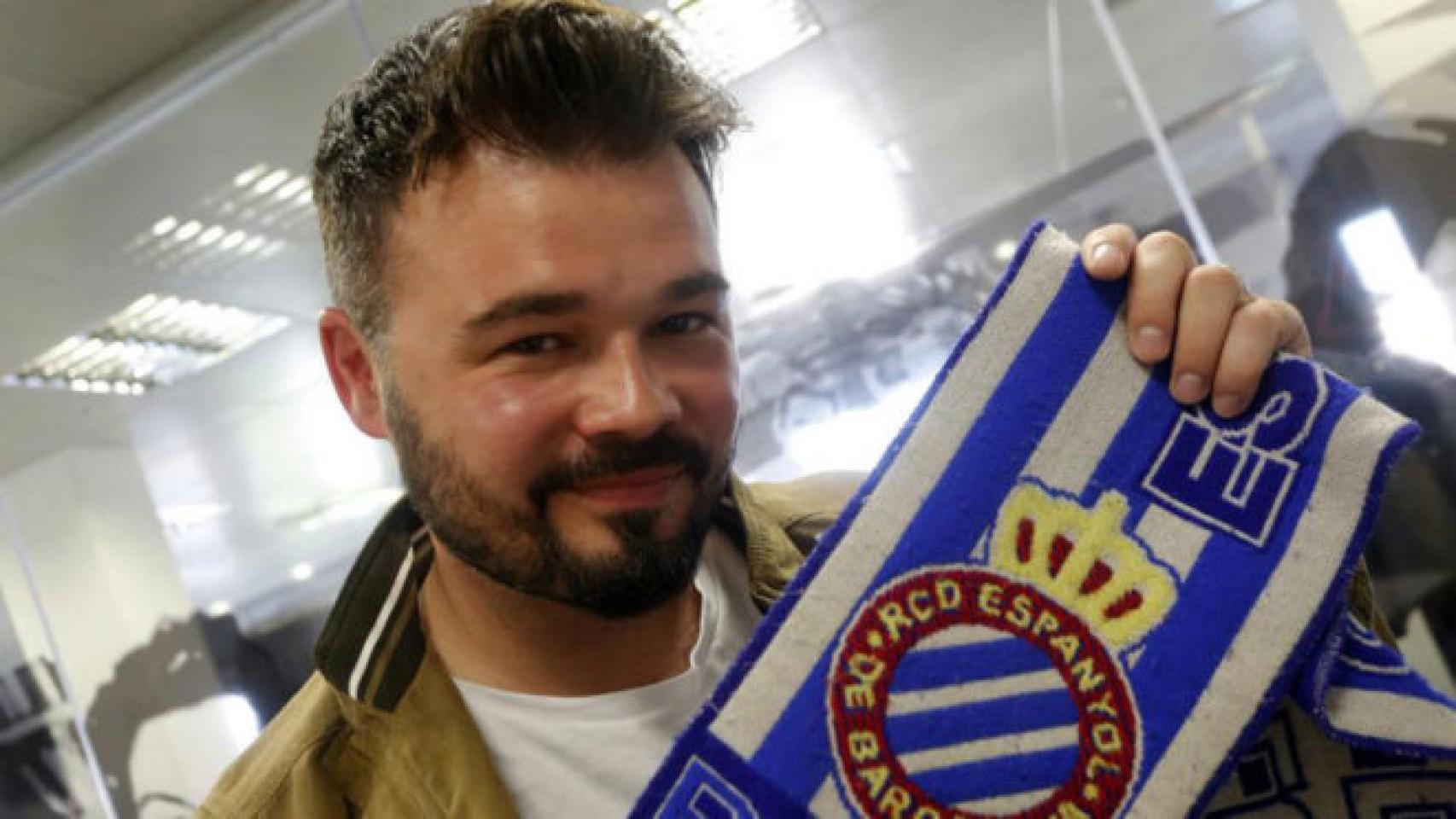 Rufián, reconocido seguidor del Espanyol.