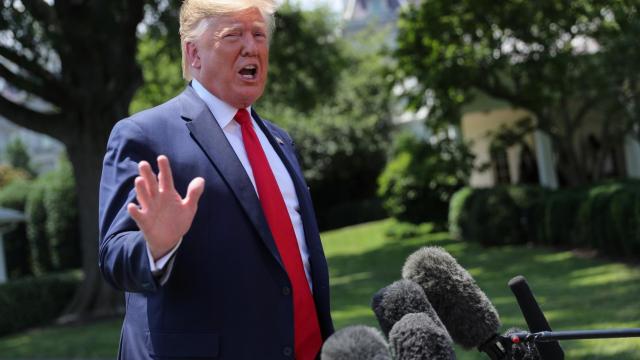 Donald Trump durante la rueda de prensa en la Casa Blanca antes de tomar un vuelo a la cumbre del G20 en Japón.