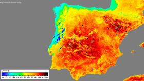 Localización aproximada de varios récords de temperaturas. Satélite Galileo.