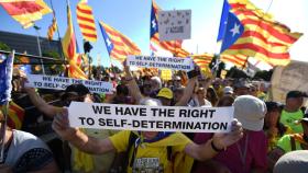 Manifestantes independentistas en Estrasburgo.