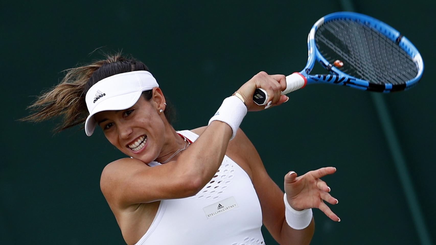 Muguruza, durante su partido en Wimbledon.