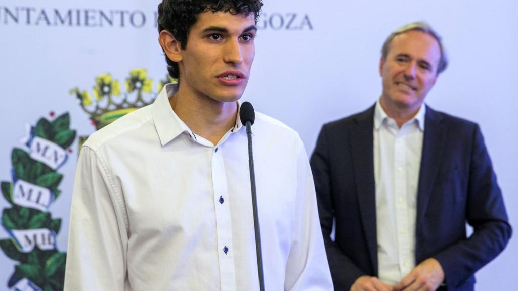 Vallejo, durante el homenaje recibido en Zaragoza por el Europeo sub21