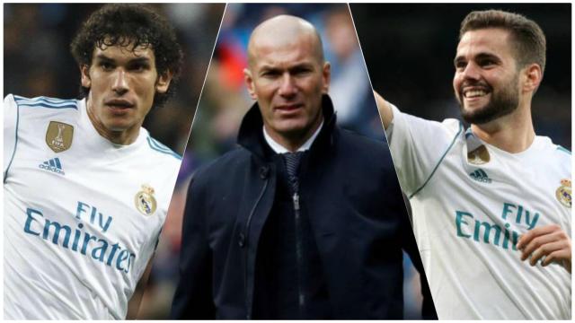 Jesús Vallejo, Zinedine Zidane y Nacho Fernández.