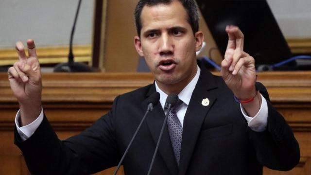 Juan Guaido durante un discurso en la Asamblea Venezolana.