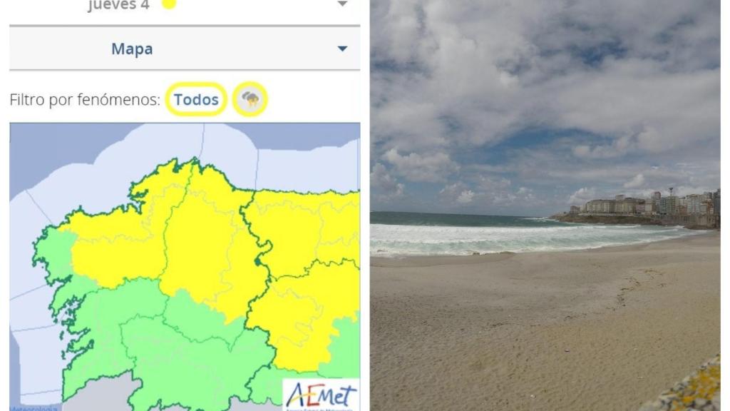 Activada la alerta amarilla por fuertes tormentas por la tarde en A Coruña