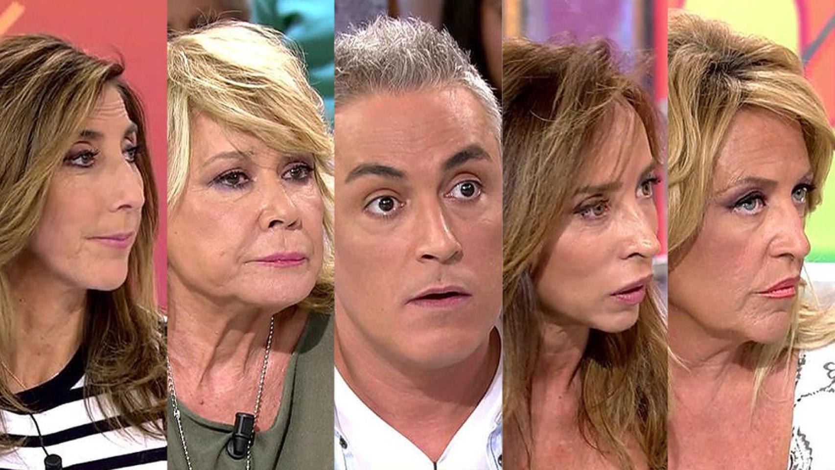 De izquierda a derecha: Paz Padilla, Mila Ximénez, Kiko Hernández, María Patiño y Lydia Lozano.