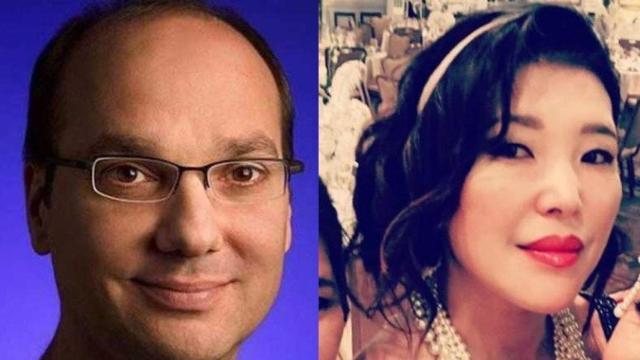 El creador de Android, Andy Rubin, junto a su segunda esposa, Rie Hirabaru.