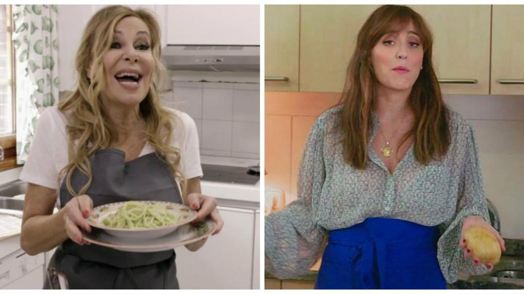 Ana García Obregón y Tamara Falcó cocinando en montaje JALEOS.