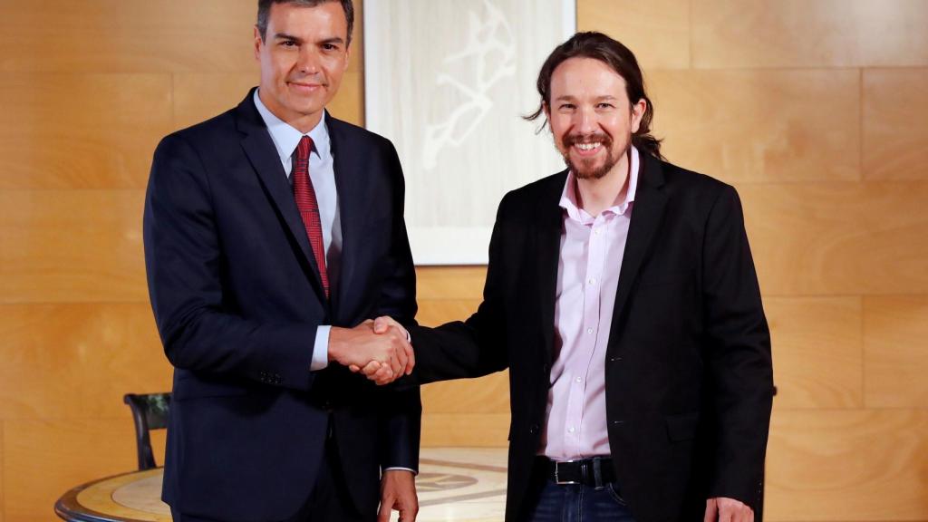 Pedro Sánchez y Pablo Iglesias, en su reunión en Moncloa.