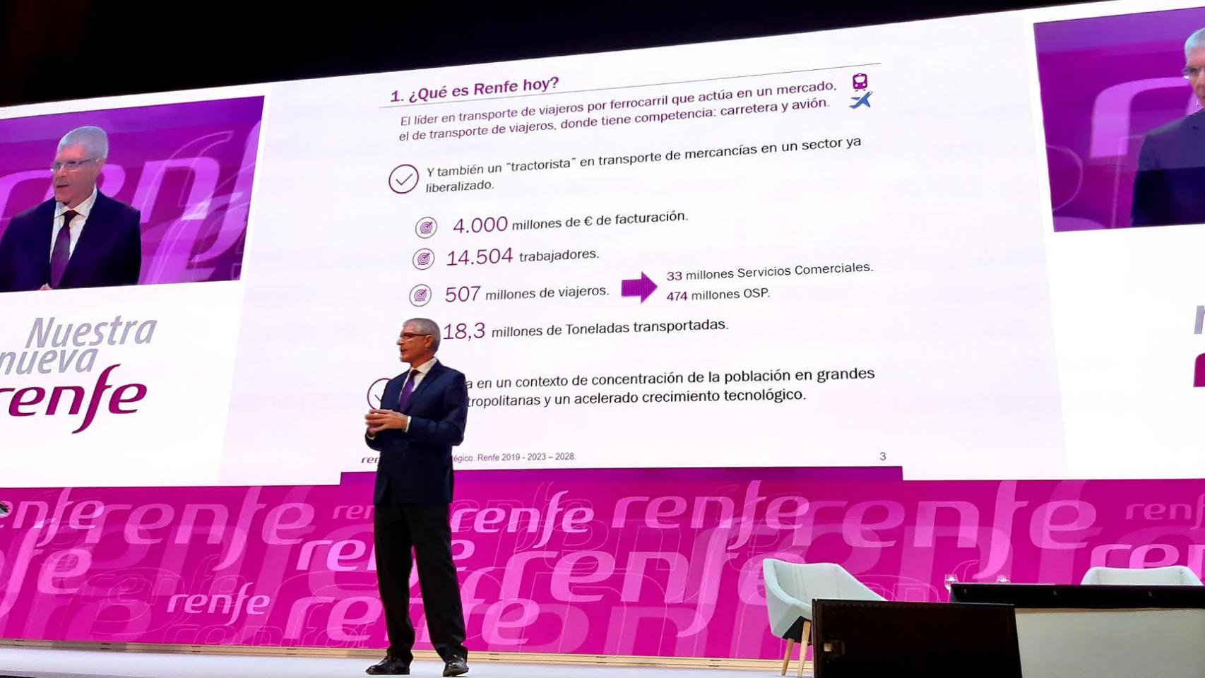 Isaías Táboas, presidente de Renfe, en la presentación del plan estratégico de la operadora ferroviaria.
