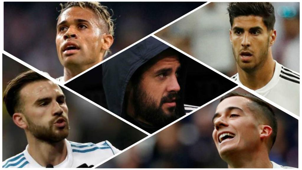 Mariano Díaz, Marco Asensio, Isco, Borja Mayoral y Lucas Vázquez.