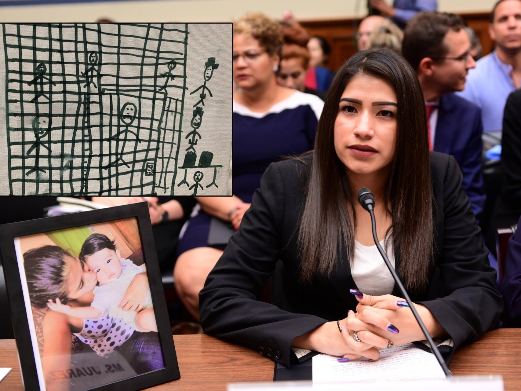 Yazmin Juárez declara ante el Congreso de EEUU con una foto junto a su hija sobre la mesa.