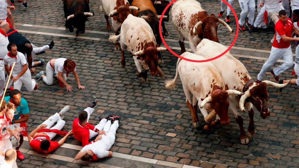 Ronaldo baja la calle Estafeta durante los Sanfermines.