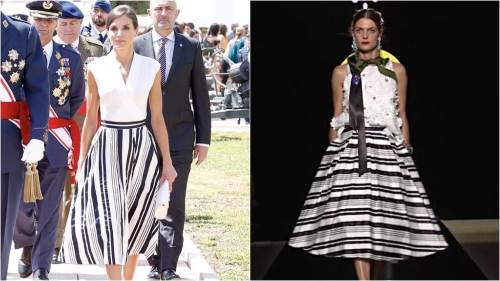 La reina Letizia y una modelo con falda de Sweet Matitos.