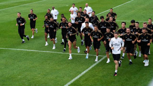 Los jugadores del Real Madrid durante un entrenamiento de pretemporada en Montreal.