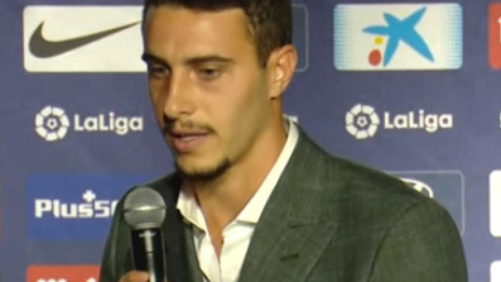 Mario Hermoso en su presentación con el Atlético