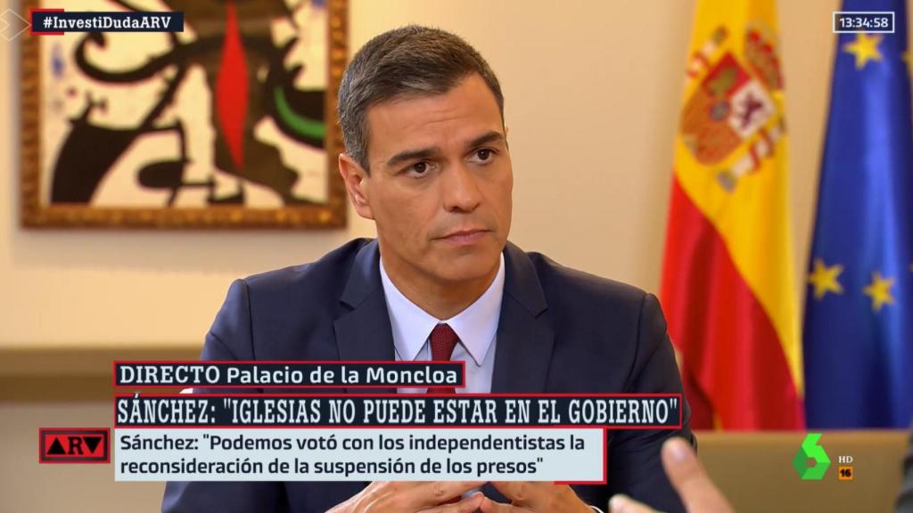 Pedro Sánchez durante un momento de la entrevista.