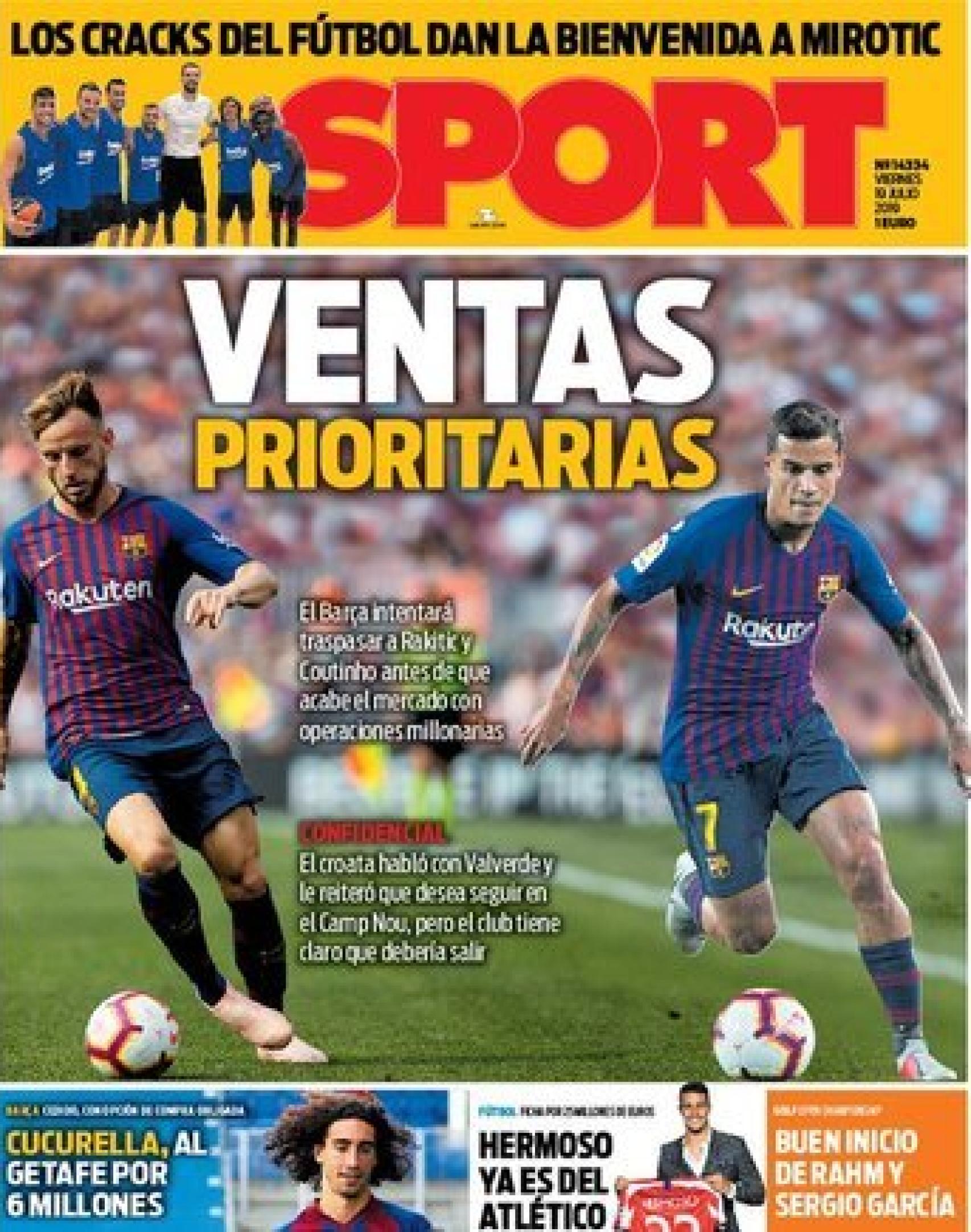 La portada del diario Sport (19/07/2019)
