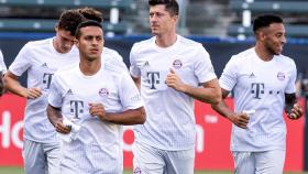 Thiago y Lewandowski con el Bayern Múnich en la International Champions Cup 2019.