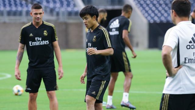 Kubo, entrenando en Houston con el Real Madrid