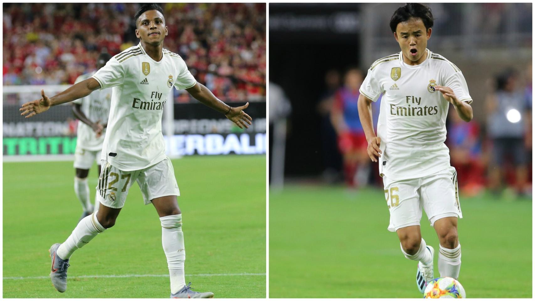 Rodrygo Goes y Takefusa Kubo durante el primer partido de pretemporada del Real Madrid ante el Bayern.