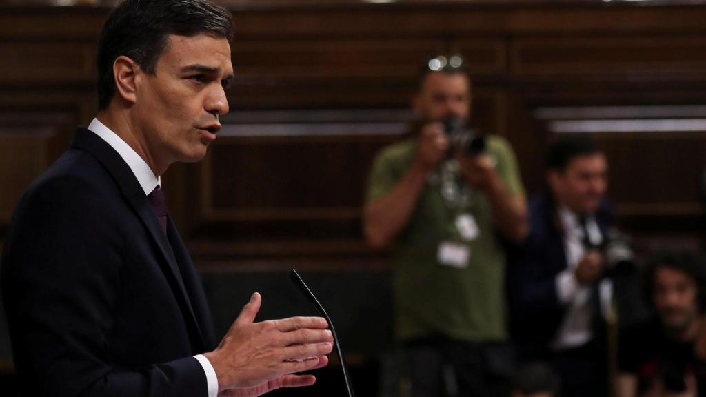 Pedro Sánchez, este lunes en el Congreso.