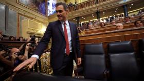 El candidato a la presidencia del Gobierno, Pedro Sánchez, en el Congreso de los Diputados.