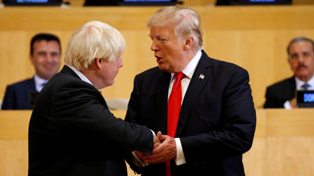 Johnson con Trump en la ONU cuando era ministro de Exteriores británico