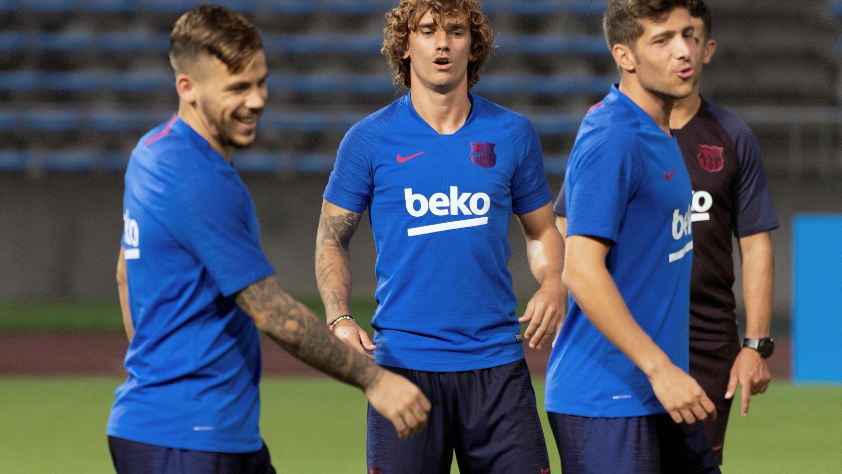 Griezmann en un entrenamiento del Barcelona