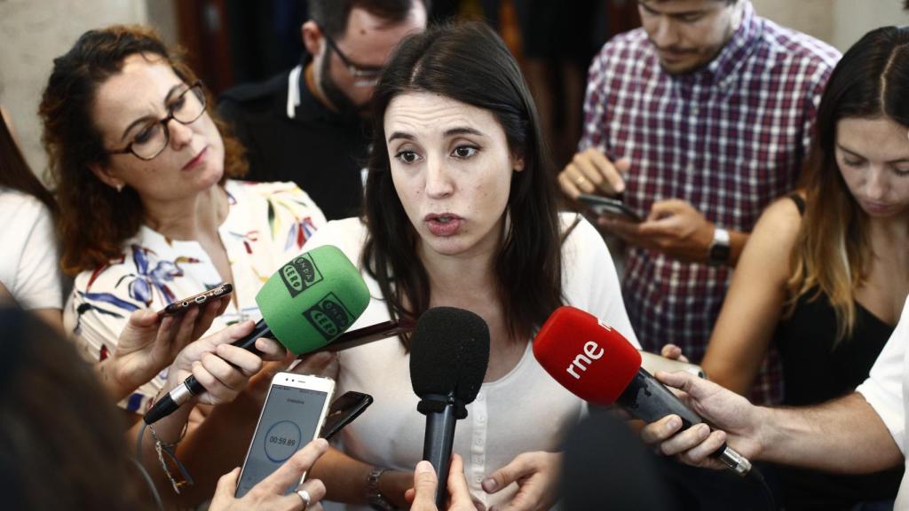 Irene Montero, hace una semana, durante su última aparición en el Congreso de los Diputados. EUROPA PRESS