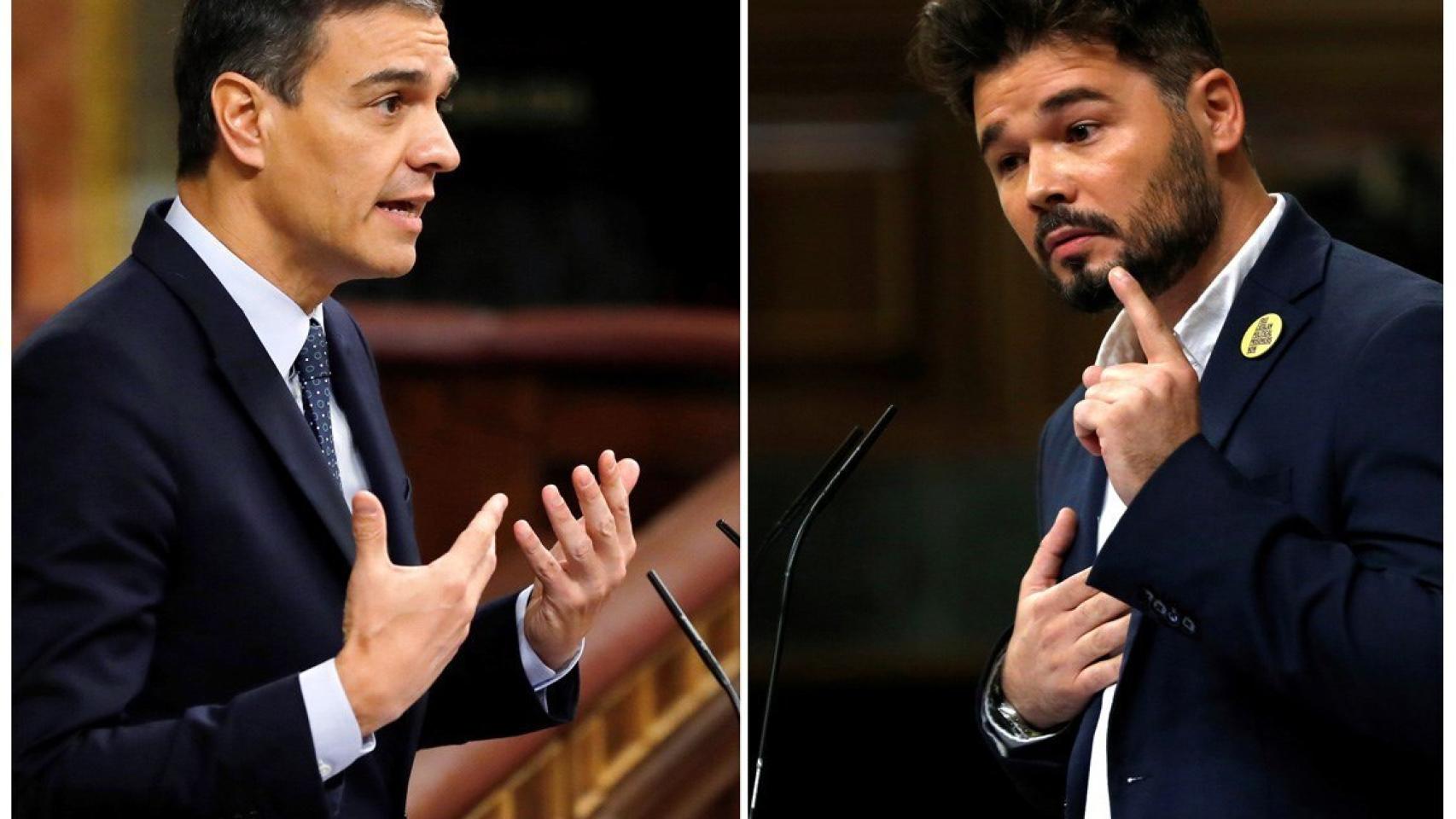 Pedro Sánchez y Gabriel Rufián, ayer en el Congreso de los Diputados.