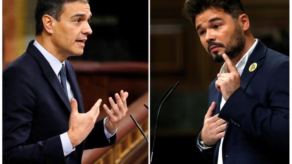 Pedro Sánchez y Gabriel Rufián, ayer en el Congreso de los Diputados.